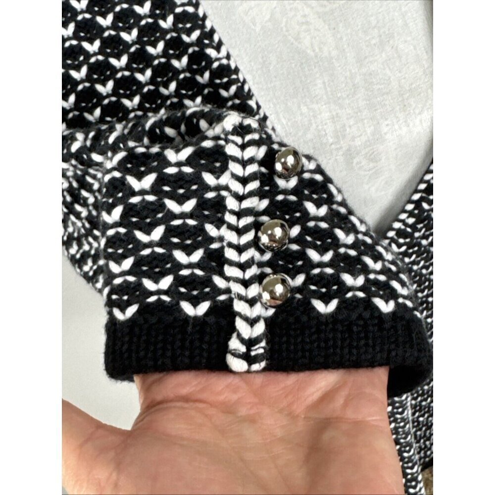 White House‎ Black Market Women's M Fitted 3 Button Knit Blazer Black & White - Picture 7 of 13